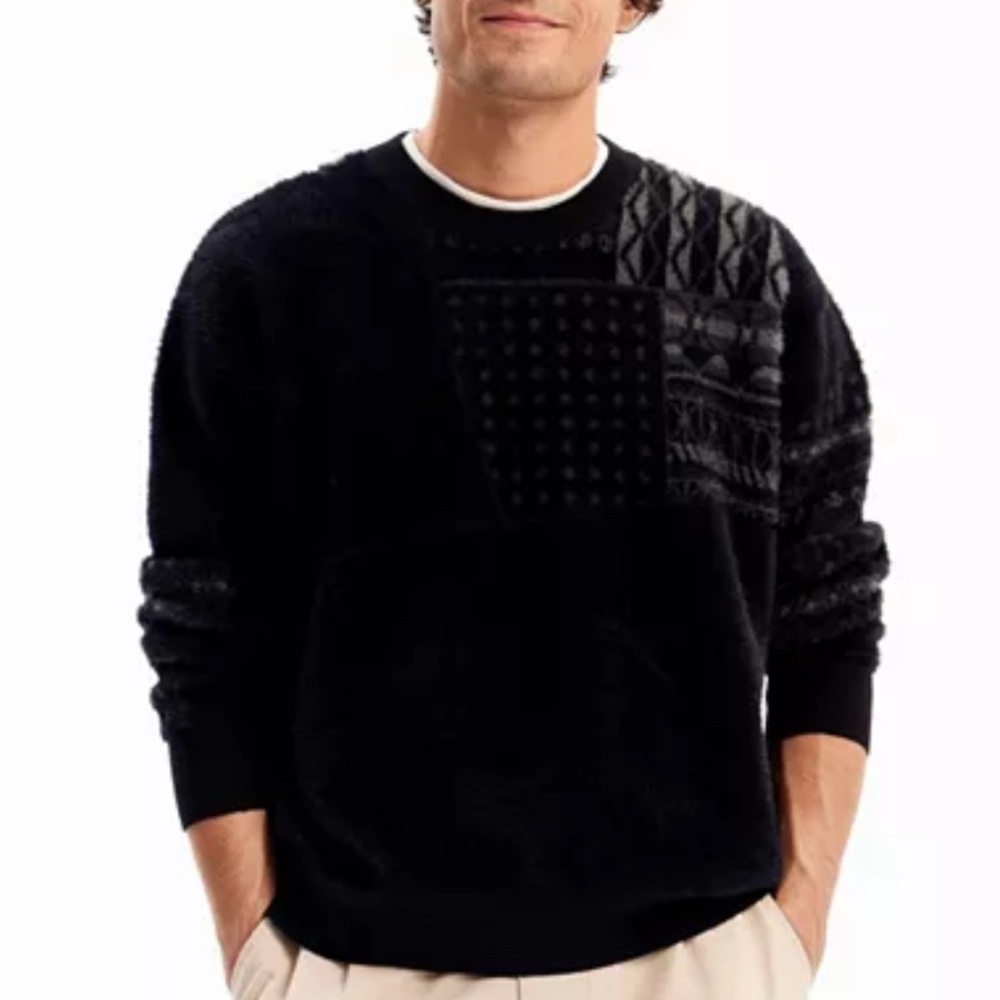 NWOT Desigual SzL Men’s geometric patchwork pullover sweater…